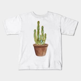 Hand painted Watercolor Cactus in Terracotta pot Kids T-Shirt